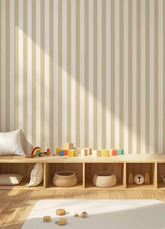 Papel de Parede Infantil - Listrado Largo Regular Bege Lã